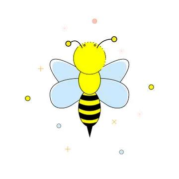 Cartoon bee on a white background. Vector illustration. Stock Illustration