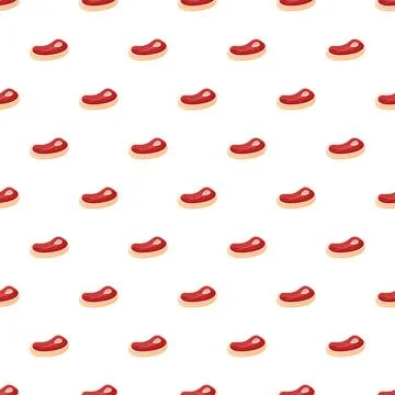 Cartoon beef steaks creating seamless food pattern background Stock Illustration