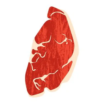 Cartoon beefsteak meat. Raw steak for barbecue, sirloin ribeye t-bone Stock Illustration