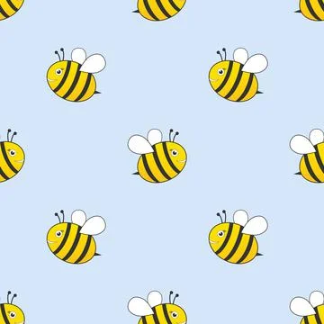 Cartoon bees seamless pattern. 库存插图
