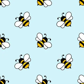 Cartoon bees seamless pattern. 库存插图
