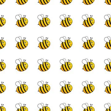 Cartoon bees seamless pattern. Stock Illustration