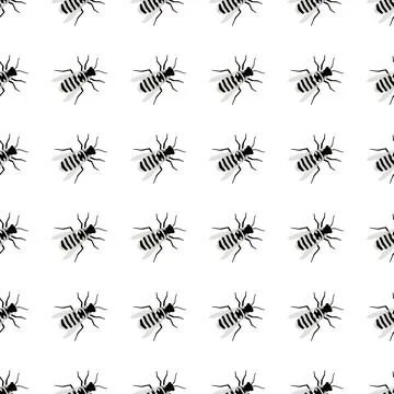Cartoon bees seamless pattern. Stock Illustration