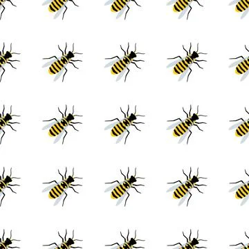 Cartoon bees seamless pattern. Illustrazione stock