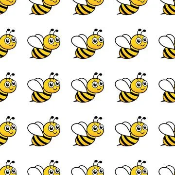 Cartoon bees seamless pattern. Stock Illustration