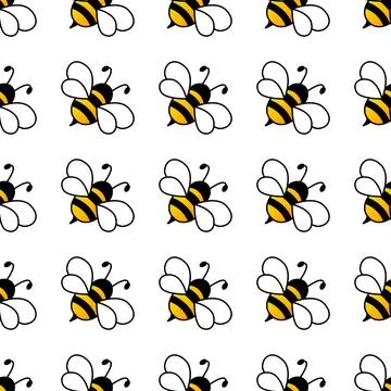 Cartoon bees seamless pattern. Stock Illustration