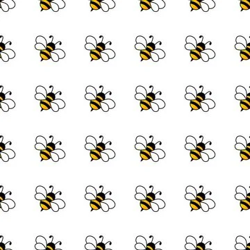 Cartoon bees seamless pattern. Stock Illustration
