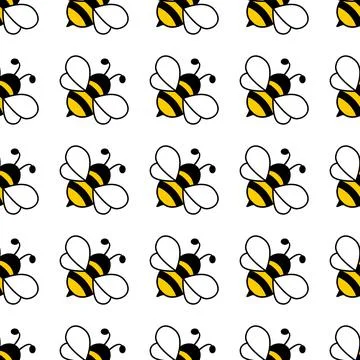 Cartoon bees seamless pattern. Stock Illustration