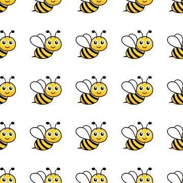 Cartoon bees seamless pattern. Stock Illustration