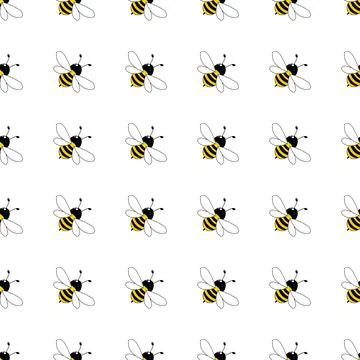 Cartoon bees seamless pattern. Stock Illustration
