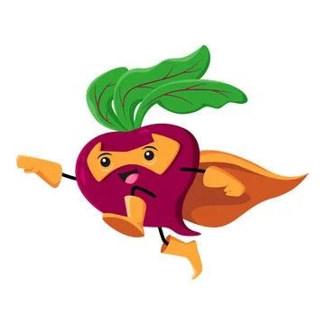 Cartoon beetroot super hero vegetable character イラスト素材
