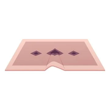 Cartoon beige rectangular rug with folds and a diamond pattern. Stock Illustration