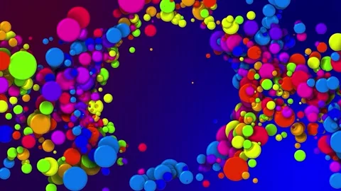 Cartoon bg of beautiful multi-colored circles like paint bubbles or dye droplets Stock Footage 134291307