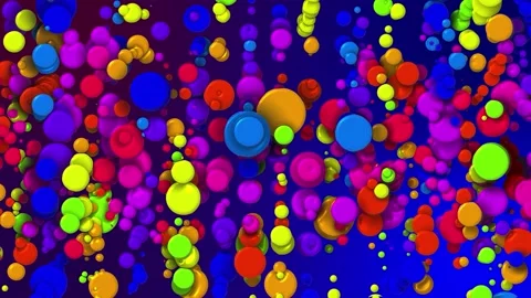 Cartoon bg of beautiful multi-colored circles like paint bubbles or dye droplets Stock Footage 140114842