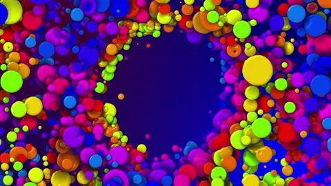 Cartoon bg of beautiful multi-colored circles like paint bubbles or dye droplets Stock Footage 140114850
