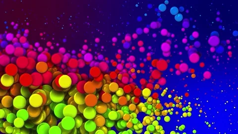 Cartoon bg of beautiful multi-colored circles like paint bubbles or dye droplets Stock Footage 140115571