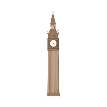 Cartoon Big Ben clock tower, London England symbol Stock Illustration