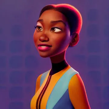 Cartoon big eyed close up portrait. Animated movie character design isolated. Stock Illustration