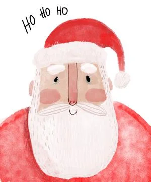 Cartoon big Santa with bag and present box Stock Illustration