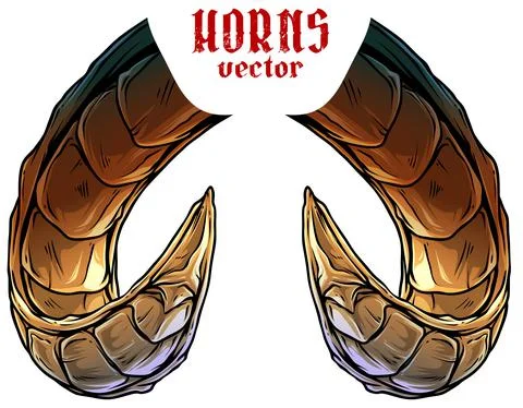 Cartoon big sharp daemon horns vector Illustrazione stock