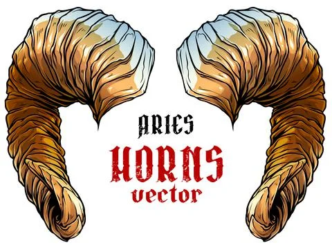Cartoon big sharp ram horns vector Stock Illustration