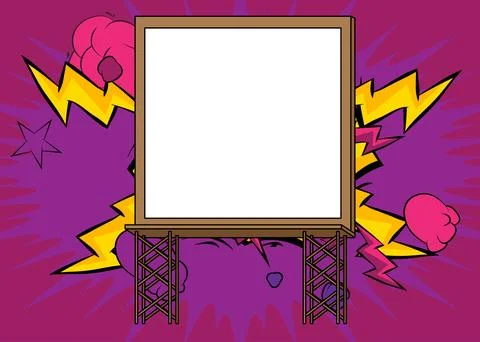 Cartoon Billboard, comic book Frame. Retro vector comics pop art design. Stock Illustration