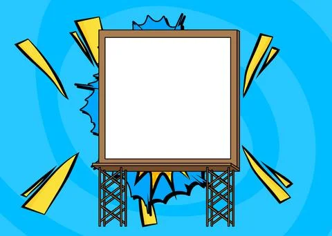 Cartoon Billboard, comic book Frame. Retro vector comics pop art design. Illustrazione stock