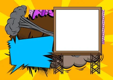 Cartoon Billboard, comic book Frame. Retro vector comics pop art design. Illustrazione stock