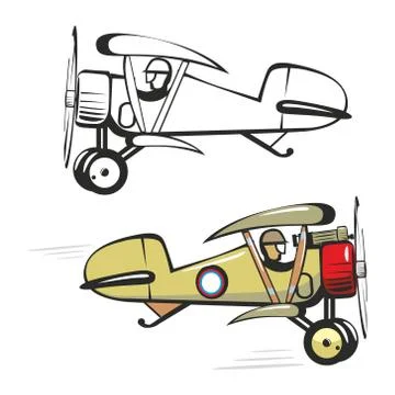 Cartoon biplane Stock Illustration