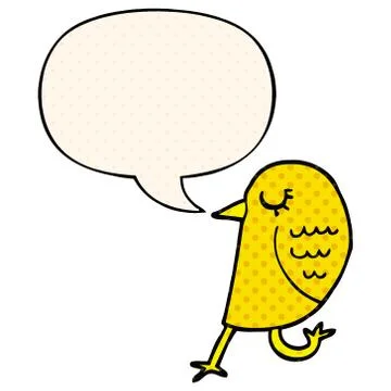 Cartoon bird and speech bubble in comic book style Stock Illustration