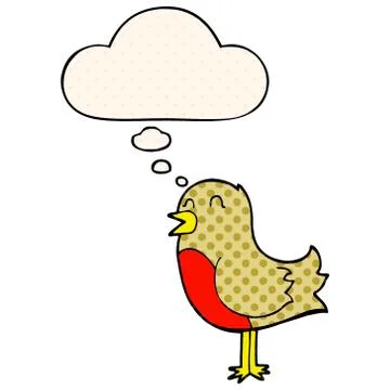 Cartoon bird and thought bubble in comic book style Stock Illustration