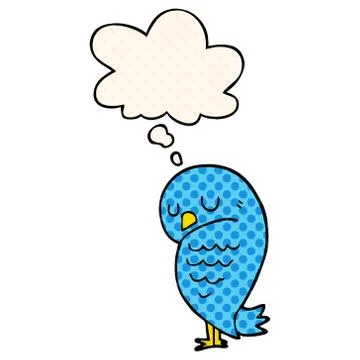 Cartoon bird and thought bubble in comic book style Stock Illustration