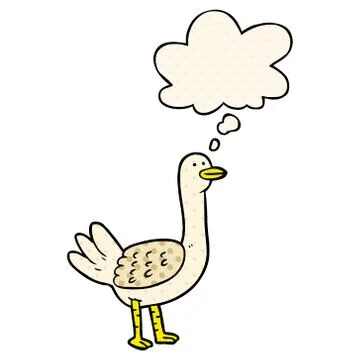 Cartoon bird and thought bubble in comic book style Stock Illustration
