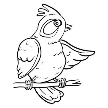 Cartoon Bird on branch tree - Vector Illustration Stock Illustration