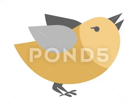 Cartoon Bird Isolated. Abstract Titmouse Bullfinch Stock Illustration