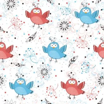 Cartoon birds pattern Stock Illustration