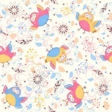 Cartoon birds pattern Illustrazione stock
