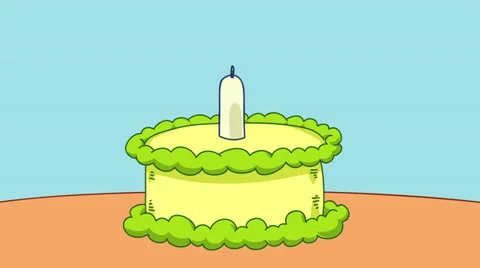 Cartoon Birthday Cake Stock Footage 34132967