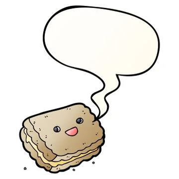 Cartoon biscuit and speech bubble in smooth gradient style Stock Illustration