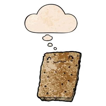 Cartoon biscuit and thought bubble in grunge texture pattern style Stockillustratie