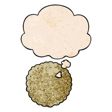 Cartoon biscuit and thought bubble in grunge texture pattern style Stock Illustration