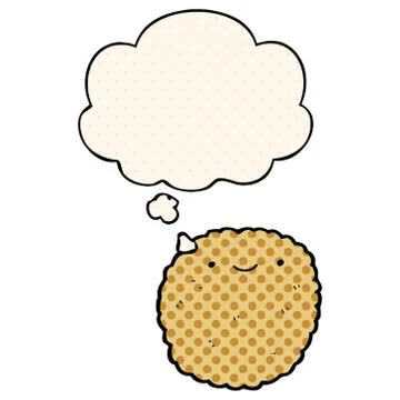 Cartoon biscuit and thought bubble in comic book style Stock Illustration