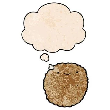 Cartoon biscuit and thought bubble in grunge texture pattern style Illustrazione stock