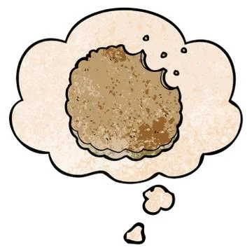 Cartoon biscuit and thought bubble in grunge texture pattern style Stock Illustration