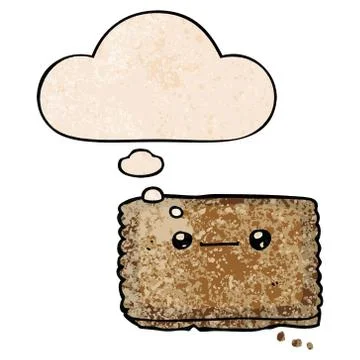 Cartoon biscuit and thought bubble in grunge texture pattern style Stockillustratie