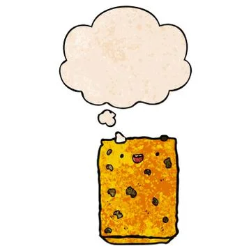 Cartoon biscuit and thought bubble in grunge texture pattern style 스톡 일러스트