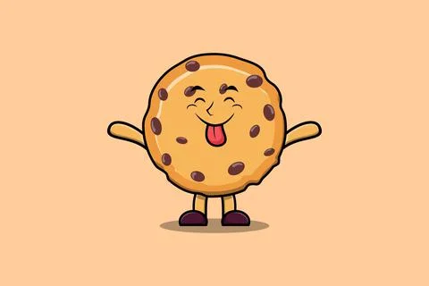 Cartoon Biscuits character with flashy expression Stock Illustration
