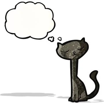 Cartoon black cat with thought bubble Illustrazione stock
