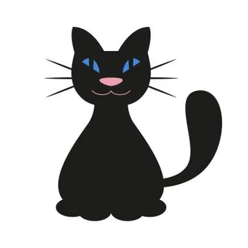 Cartoon Black Cat Vector Illustration 스톡 일러스트