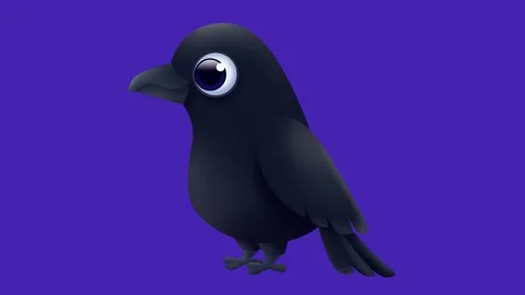 Cartoon black raven. Abstract loop animation Stock Footage 291436251